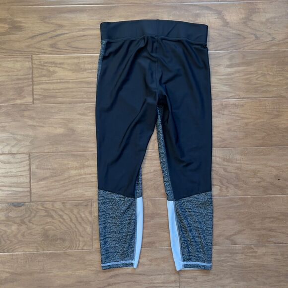Under Armour Legging L Black Gray UA HeatGear Jacquard Ankle Crop Compression - Picture 2 of 10